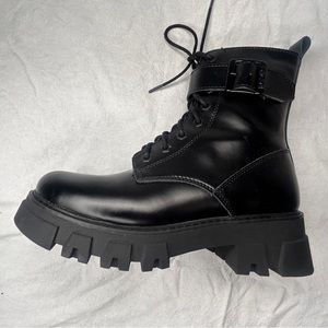 Leather combat boots